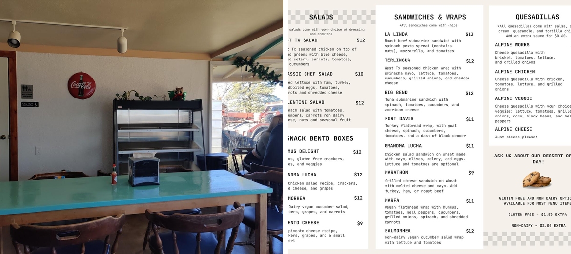Picnic Basket, Alpine, TX Menu